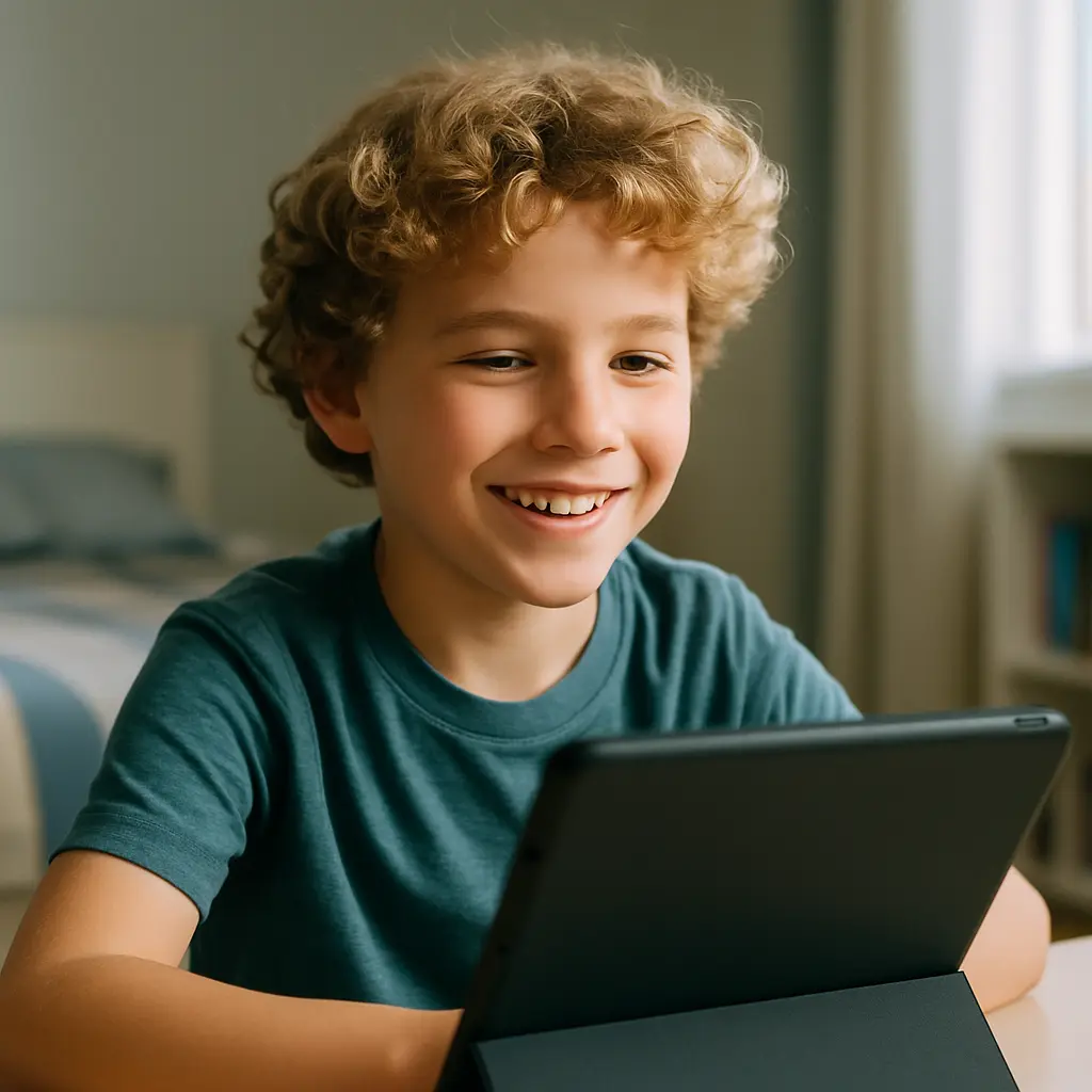 Estudiante usando tablet